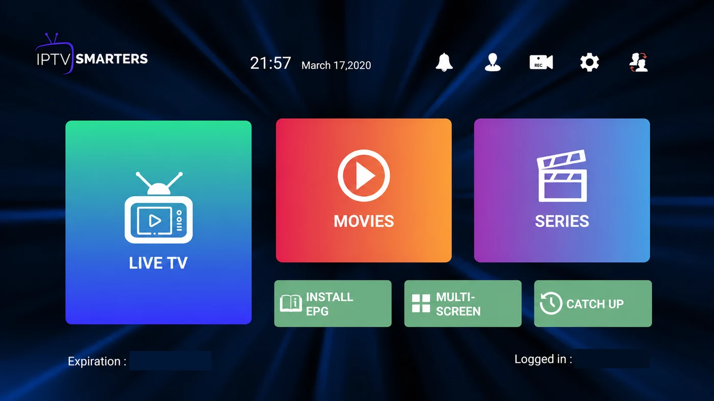 Your available categories appear on the home screen.